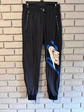 Share Nike Windbreaker Track Pants Women Small Black Retro Logo 932097 010